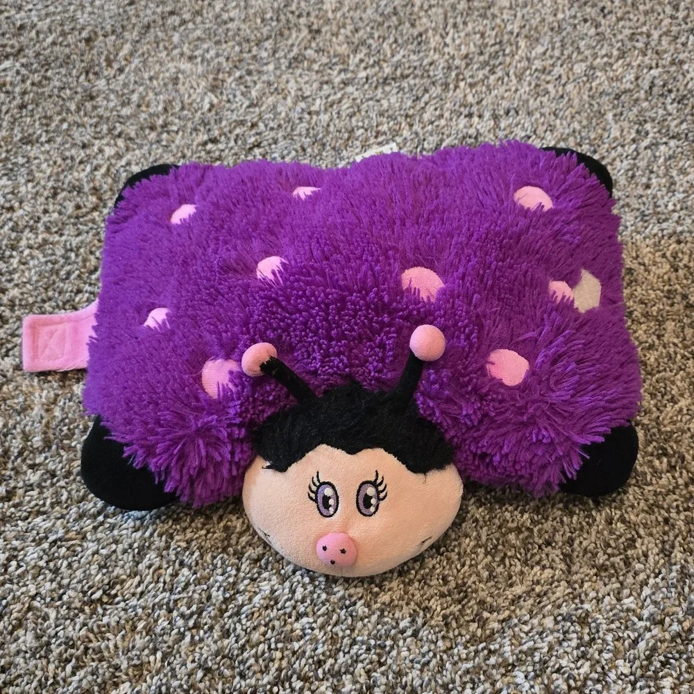 Pillow Pets Pee-Wees 2010 Ladybug Plush Purple Pink Polka Dot Small Limited Ed